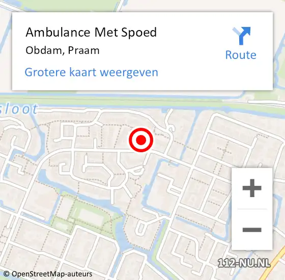 Locatie op kaart van de 112 melding: Ambulance Met Spoed Naar Obdam, Praam op 11 februari 2022 05:10