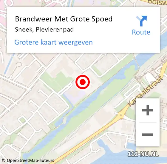 Locatie op kaart van de 112 melding: Brandweer Met Grote Spoed Naar Sneek, Plevierenpad op 11 februari 2022 07:33