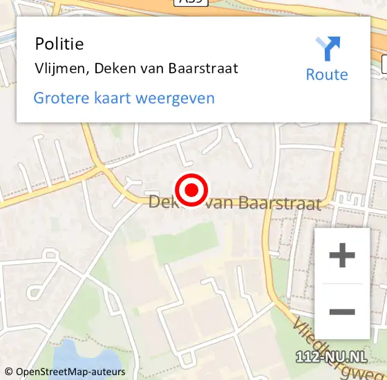 Locatie op kaart van de 112 melding: Politie Vlijmen, Deken van Baarstraat op 11 februari 2022 07:51