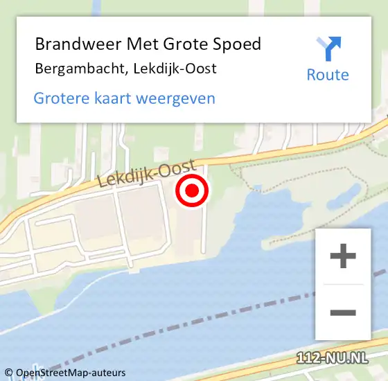 Locatie op kaart van de 112 melding: Brandweer Met Grote Spoed Naar Bergambacht, Lekdijk-Oost op 11 februari 2022 07:54