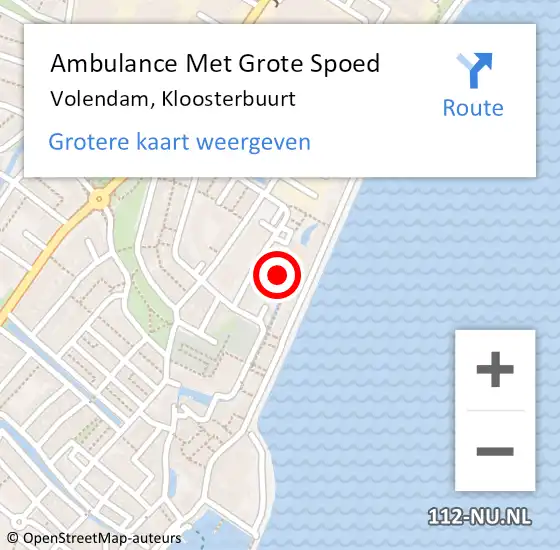 Locatie op kaart van de 112 melding: Ambulance Met Grote Spoed Naar Volendam, Kloosterbuurt op 11 februari 2022 07:59