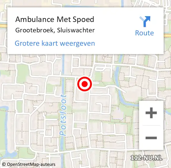 Locatie op kaart van de 112 melding: Ambulance Met Spoed Naar Grootebroek, Sluiswachter op 11 februari 2022 08:05