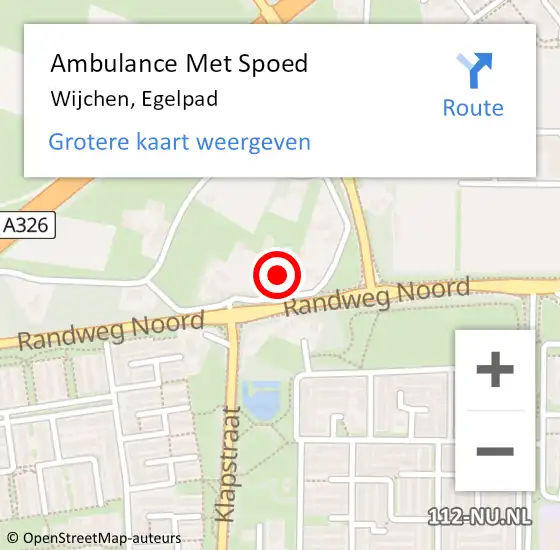 Locatie op kaart van de 112 melding: Ambulance Met Spoed Naar Wijchen, Egelpad op 11 februari 2022 08:10