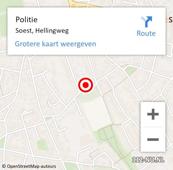 Locatie op kaart van de 112 melding: Politie Soest, Hellingweg op 11 februari 2022 08:25