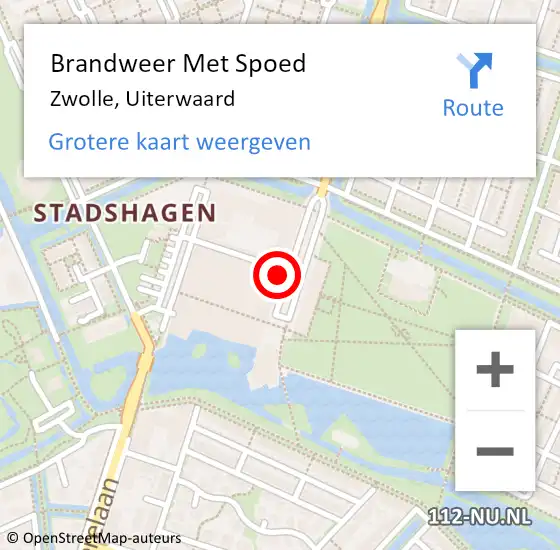 Locatie op kaart van de 112 melding: Brandweer Met Spoed Naar Zwolle, Uiterwaard op 11 februari 2022 08:36