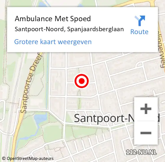 Locatie op kaart van de 112 melding: Ambulance Met Spoed Naar Santpoort-Noord, Spanjaardsberglaan op 11 februari 2022 08:40