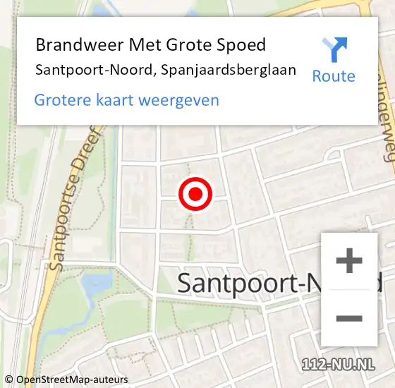 Locatie op kaart van de 112 melding: Brandweer Met Grote Spoed Naar Santpoort-Noord, Spanjaardsberglaan op 11 februari 2022 08:41