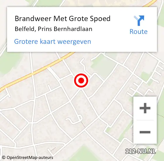 Locatie op kaart van de 112 melding: Brandweer Met Grote Spoed Naar Belfeld, Prins Bernhardlaan op 11 februari 2022 08:50