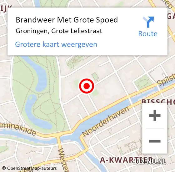 Locatie op kaart van de 112 melding: Brandweer Met Grote Spoed Naar Groningen, Grote Leliestraat op 11 februari 2022 08:53