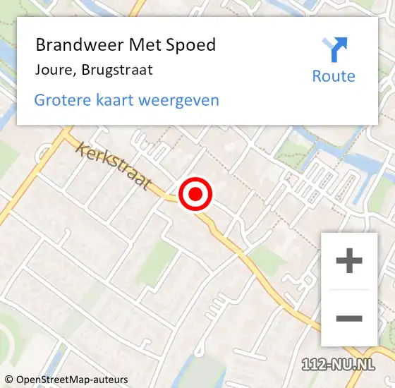 Locatie op kaart van de 112 melding: Brandweer Met Spoed Naar Joure, Brugstraat op 7 juli 2014 21:48