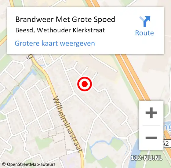 Locatie op kaart van de 112 melding: Brandweer Met Grote Spoed Naar Beesd, Wethouder Klerkstraat op 11 februari 2022 09:07