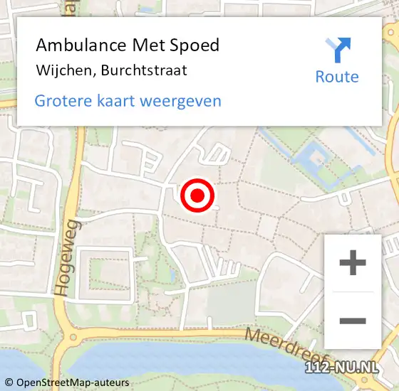 Locatie op kaart van de 112 melding: Ambulance Met Spoed Naar Wijchen, Burchtstraat op 11 februari 2022 09:38