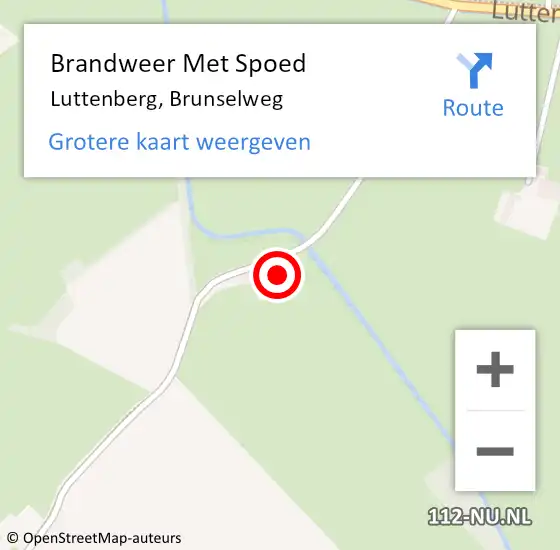 Locatie op kaart van de 112 melding: Brandweer Met Spoed Naar Luttenberg, Brunselweg op 11 februari 2022 09:40