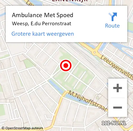 Locatie op kaart van de 112 melding: Ambulance Met Spoed Naar Weesp, E.du Perronstraat op 11 februari 2022 09:42