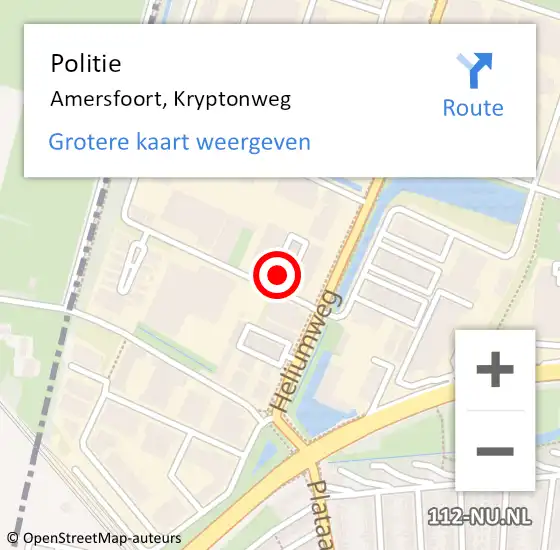 Locatie op kaart van de 112 melding: Politie Amersfoort, Kryptonweg op 11 februari 2022 09:43