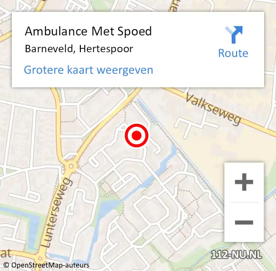 Locatie op kaart van de 112 melding: Ambulance Met Spoed Naar Barneveld, Hertespoor op 11 februari 2022 09:49