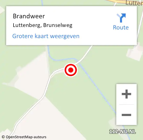 Locatie op kaart van de 112 melding: Brandweer Luttenberg, Brunselweg op 11 februari 2022 10:01