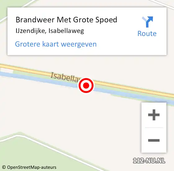 Locatie op kaart van de 112 melding: Brandweer Met Grote Spoed Naar IJzendijke, Isabellaweg op 11 februari 2022 10:04