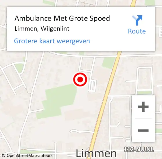 Locatie op kaart van de 112 melding: Ambulance Met Grote Spoed Naar Limmen, Wilgenlint op 11 februari 2022 10:07