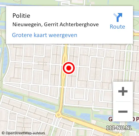 Locatie op kaart van de 112 melding: Politie Nieuwegein, Gerrit Achterberghove op 11 februari 2022 10:21