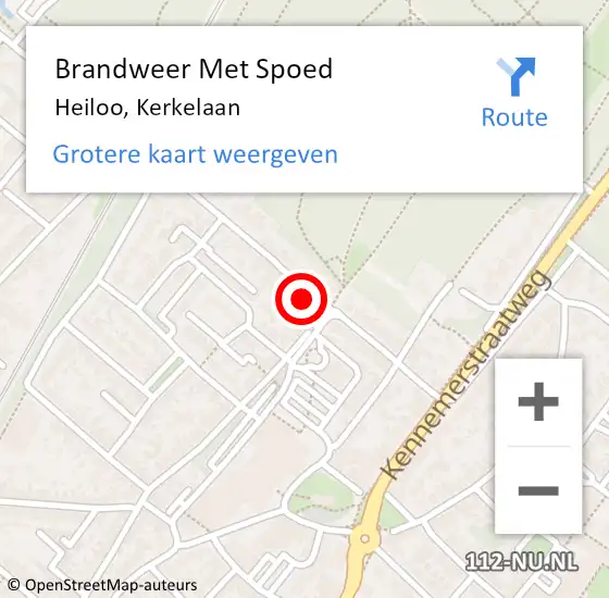 Locatie op kaart van de 112 melding: Brandweer Met Spoed Naar Heiloo, Kerkelaan op 11 februari 2022 10:27