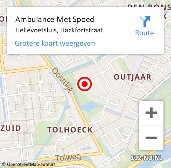 Locatie op kaart van de 112 melding: Ambulance Met Spoed Naar Hellevoetsluis, Hackfortstraat op 11 februari 2022 10:29