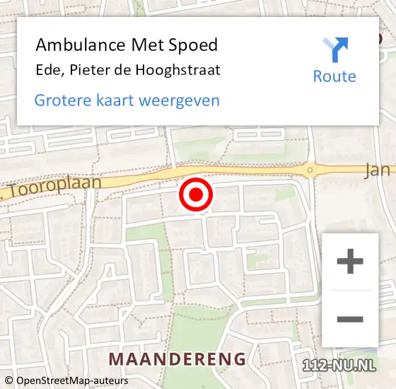 Locatie op kaart van de 112 melding: Ambulance Met Spoed Naar Ede, Pieter de Hooghstraat op 11 februari 2022 10:37