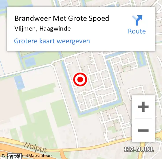 Locatie op kaart van de 112 melding: Brandweer Met Grote Spoed Naar Vlijmen, Haagwinde op 11 februari 2022 10:47