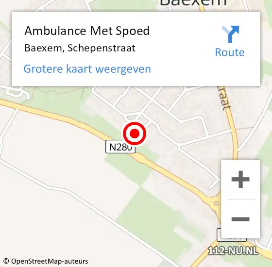 Locatie op kaart van de 112 melding: Ambulance Met Spoed Naar Baexem, Schepenstraat op 11 februari 2022 11:04