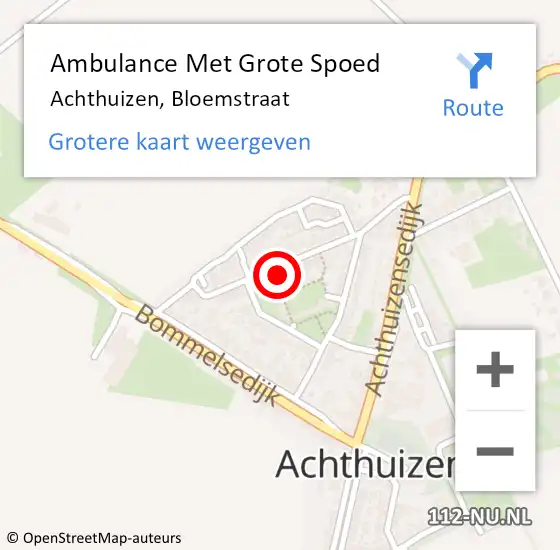 Locatie op kaart van de 112 melding: Ambulance Met Grote Spoed Naar Achthuizen, Bloemstraat op 11 februari 2022 11:30