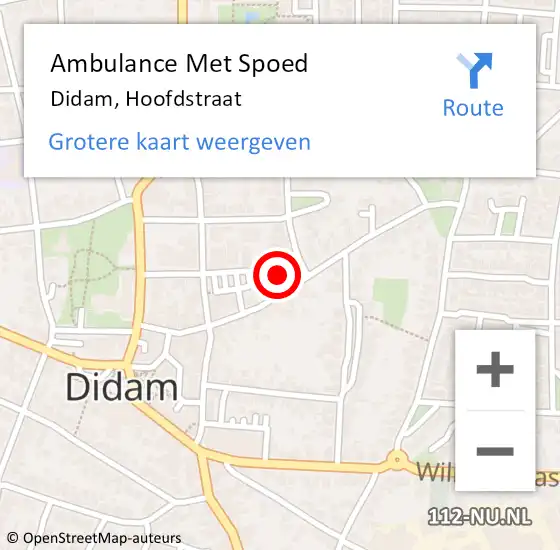 Locatie op kaart van de 112 melding: Ambulance Met Spoed Naar Didam, Hoofdstraat op 11 februari 2022 11:56
