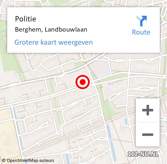 Locatie op kaart van de 112 melding: Politie Berghem, Landbouwlaan op 11 februari 2022 12:00