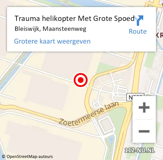 Locatie op kaart van de 112 melding: Trauma helikopter Met Grote Spoed Naar Bleiswijk, Maansteenweg op 11 februari 2022 12:00