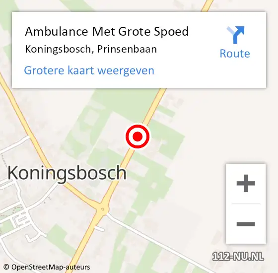 Locatie op kaart van de 112 melding: Ambulance Met Grote Spoed Naar Koningsbosch, Prinsenbaan op 7 juli 2014 22:11