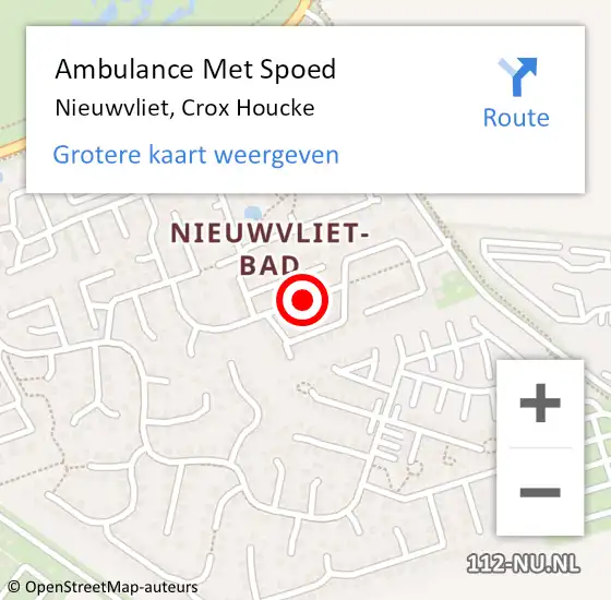 Locatie op kaart van de 112 melding: Ambulance Met Spoed Naar Nieuwvliet, Crox Houcke op 7 juli 2014 22:13