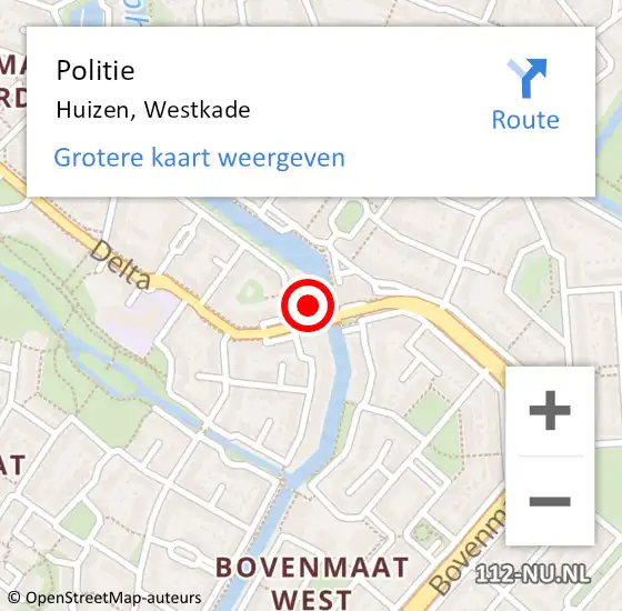 Locatie op kaart van de 112 melding: Politie Huizen, Westkade op 11 februari 2022 12:13