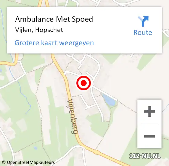 Locatie op kaart van de 112 melding: Ambulance Met Spoed Naar Vijlen, Hopschet op 7 juli 2014 22:13