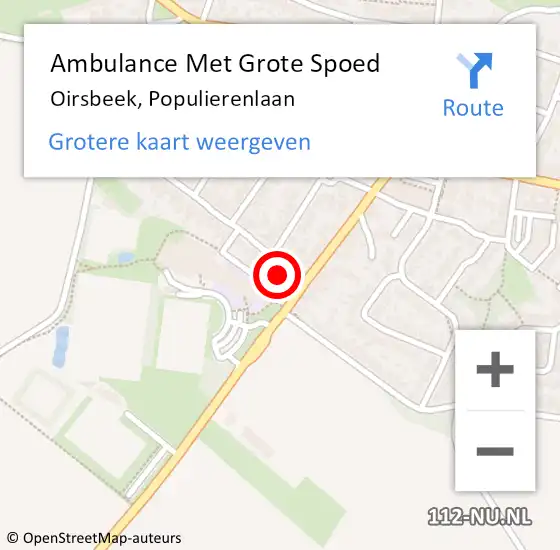 Locatie op kaart van de 112 melding: Ambulance Met Grote Spoed Naar Oirsbeek, Populierenlaan op 7 juli 2014 22:16