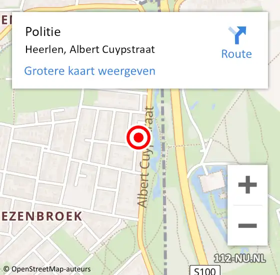 Locatie op kaart van de 112 melding: Politie Heerlen, Albert Cuypstraat op 11 februari 2022 12:31