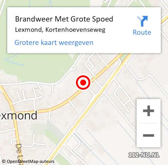 Locatie op kaart van de 112 melding: Brandweer Met Grote Spoed Naar Lexmond, Kortenhoevenseweg op 11 februari 2022 12:31