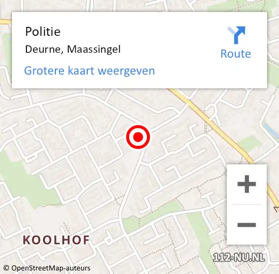 Locatie op kaart van de 112 melding: Politie Deurne, Maassingel op 11 februari 2022 12:56