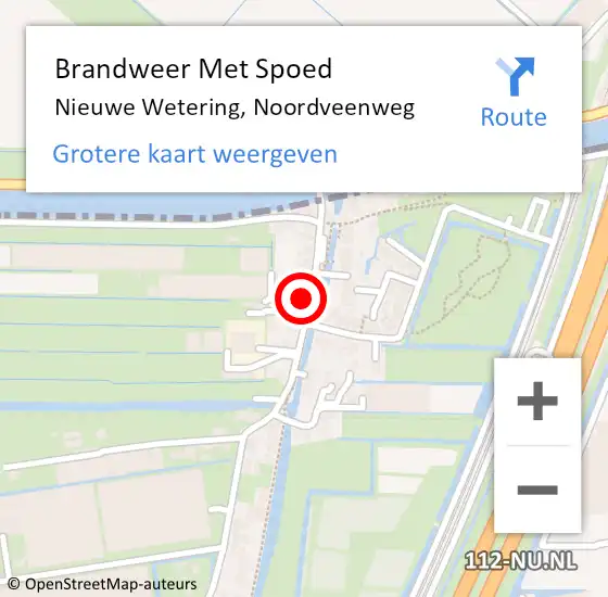 Locatie op kaart van de 112 melding: Brandweer Met Spoed Naar Nieuwe Wetering, Noordveenweg op 11 februari 2022 13:01