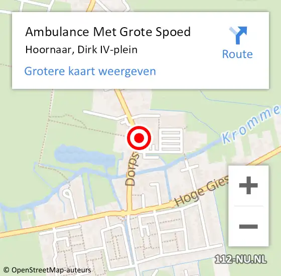 Locatie op kaart van de 112 melding: Ambulance Met Grote Spoed Naar Hoornaar, Dirk IV-plein op 11 februari 2022 13:07