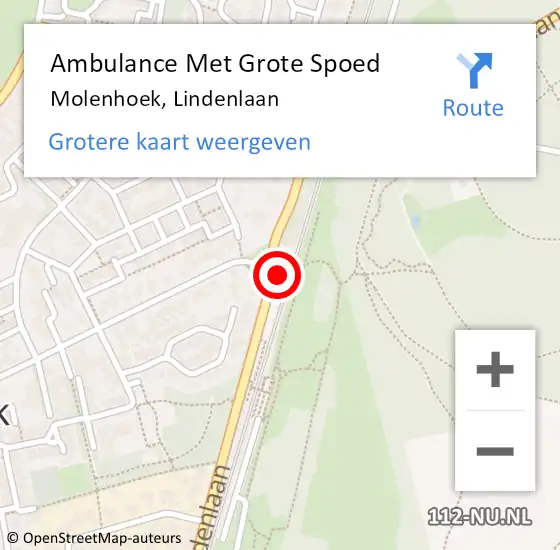 Locatie op kaart van de 112 melding: Ambulance Met Grote Spoed Naar Molenhoek, Lindenlaan op 11 februari 2022 13:10