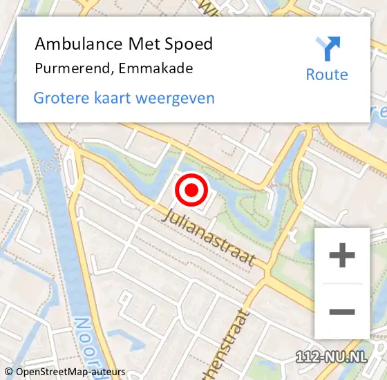Locatie op kaart van de 112 melding: Ambulance Met Spoed Naar Purmerend, Emmakade op 11 februari 2022 13:30