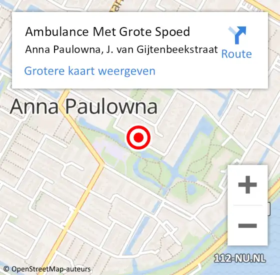 Locatie op kaart van de 112 melding: Ambulance Met Grote Spoed Naar Anna Paulowna, J. van Gijtenbeekstraat op 11 februari 2022 13:36