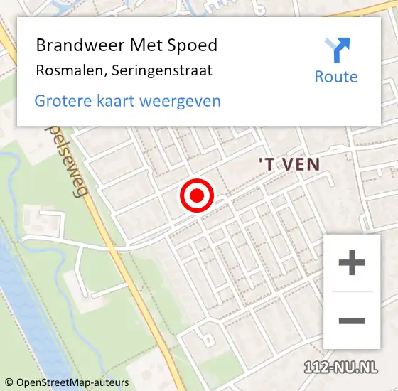 Locatie op kaart van de 112 melding: Brandweer Met Spoed Naar Rosmalen, Seringenstraat op 11 februari 2022 13:44