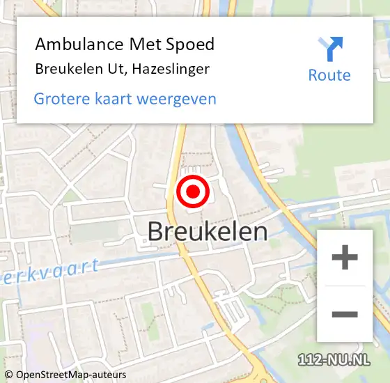 Locatie op kaart van de 112 melding: Ambulance Met Spoed Naar Breukelen Ut, Hazeslinger op 7 oktober 2013 15:52