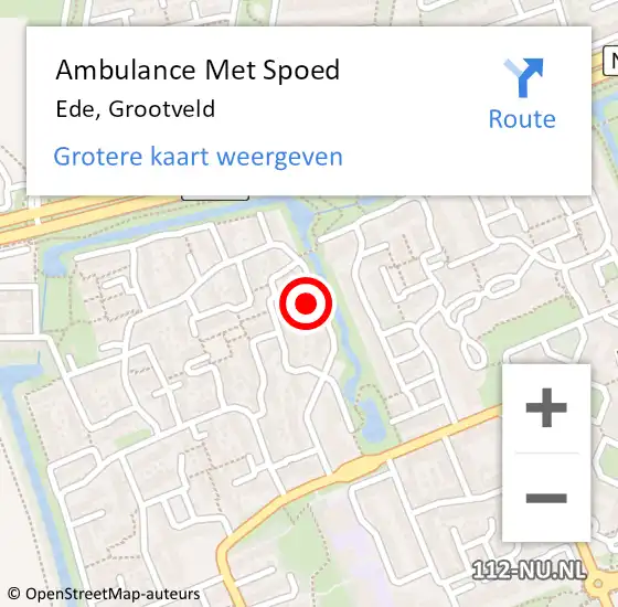 Locatie op kaart van de 112 melding: Ambulance Met Spoed Naar Ede, Grootveld op 11 februari 2022 13:45