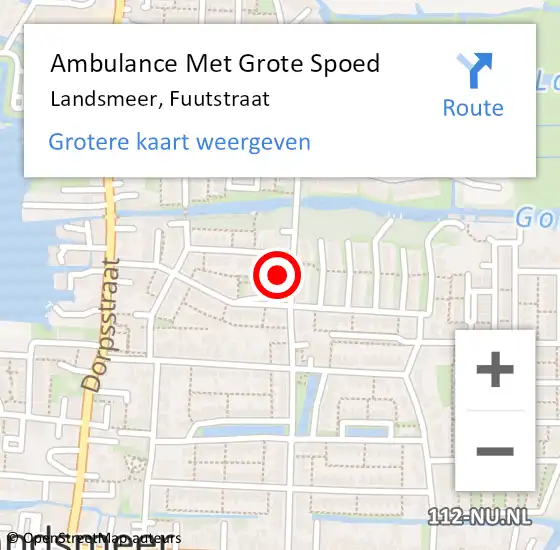 Locatie op kaart van de 112 melding: Ambulance Met Grote Spoed Naar Landsmeer, Fuutstraat op 11 februari 2022 13:50